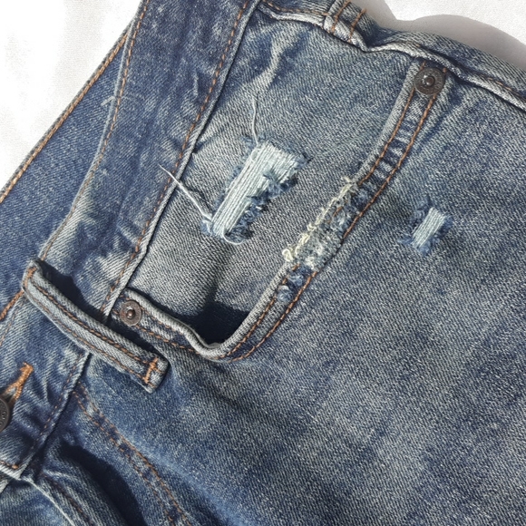 Old Navy Slim Built In Tough Flex 33x32 Distressed Plaid Patchwork Blue Jeans - Picture 13 of 17